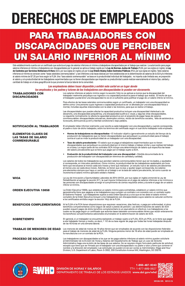Image of Notice to Workers with Disabilities/Special Minimum Wage – Spanish